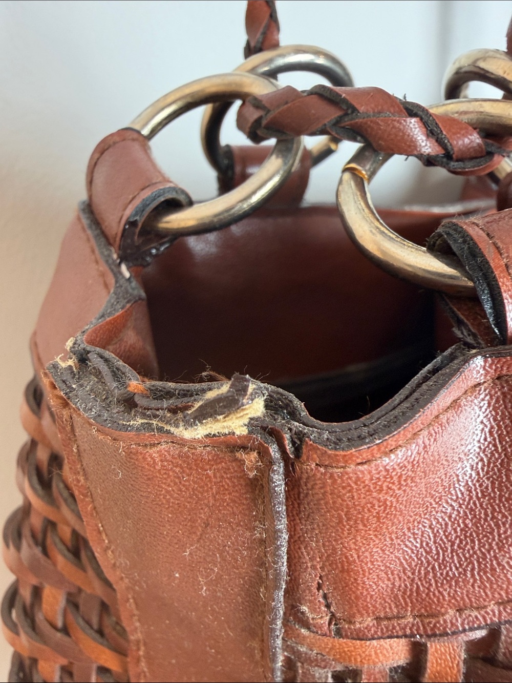 Vintage Boho Woven Brown Bag with Braided Strap - Picture 7 of 16